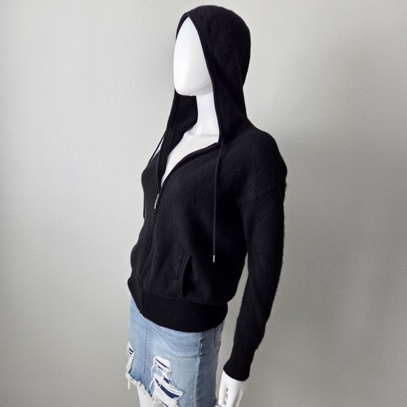 Cashmere Luxury Full Zip Black Hoodie By Charter Club, Pockets, Size Small - Picture 15 of 16